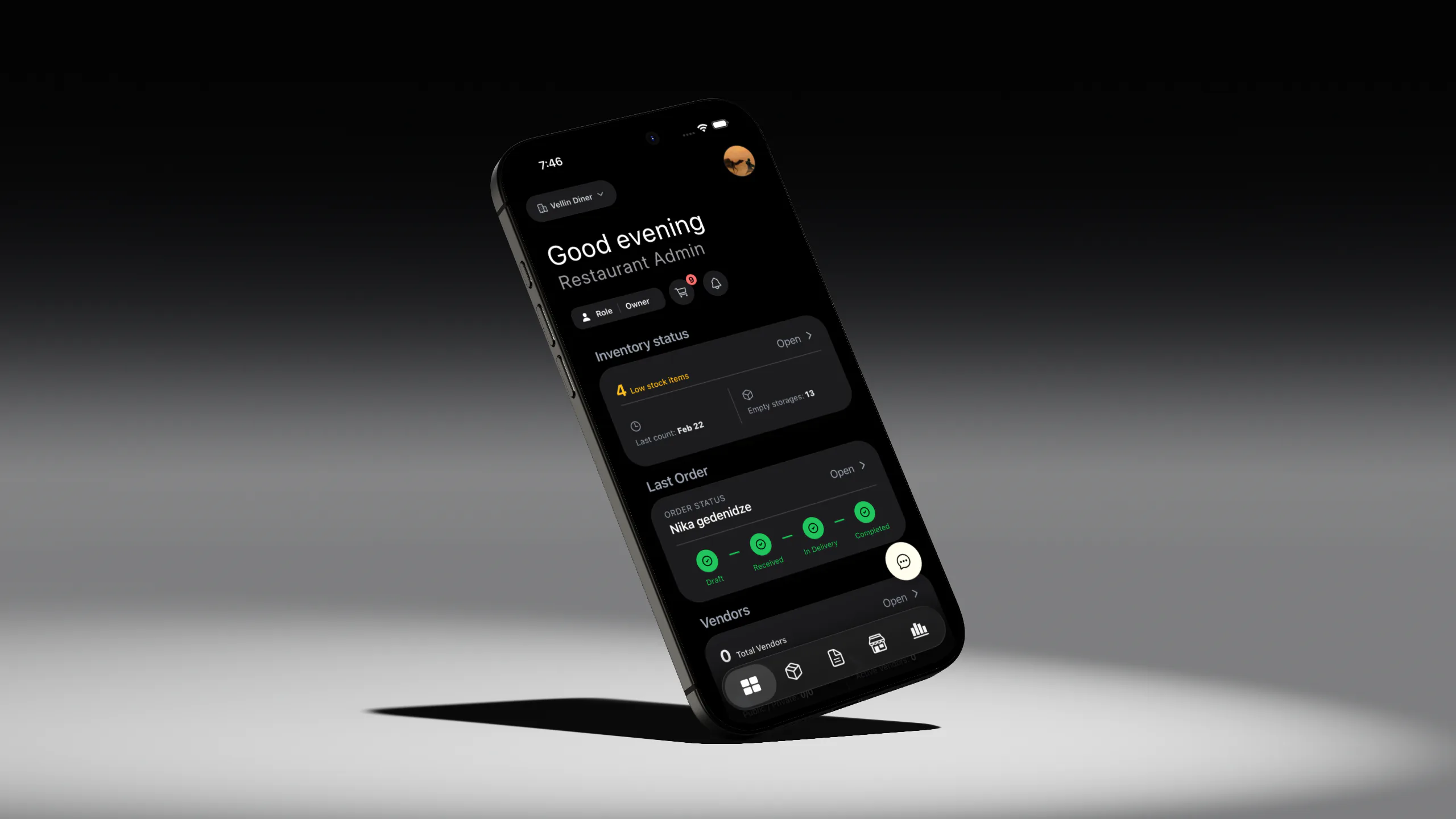 Vellin mobile app for inventory counts and purchasing